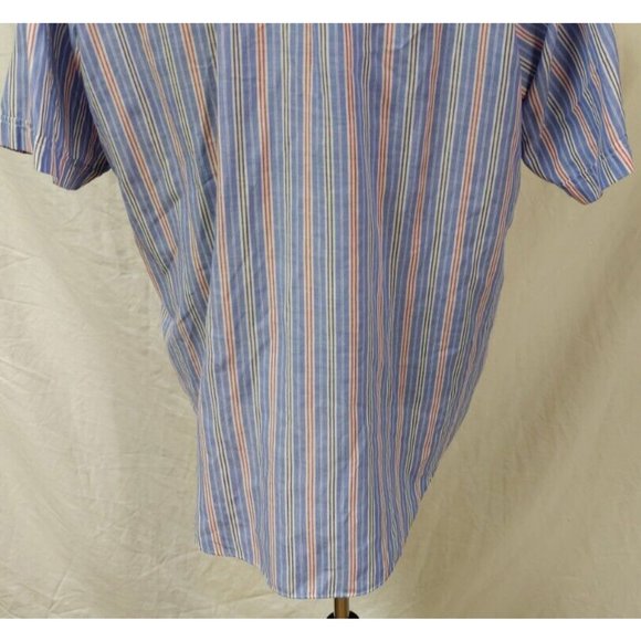 Plains Western Wear Mens Large Blue Red Stripe Pearl Snap Short Sleeve Shirt - Picture 10 of 11